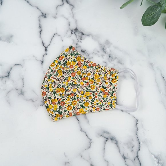 Cream florals, Cotton face mask - Picture 2 of 3